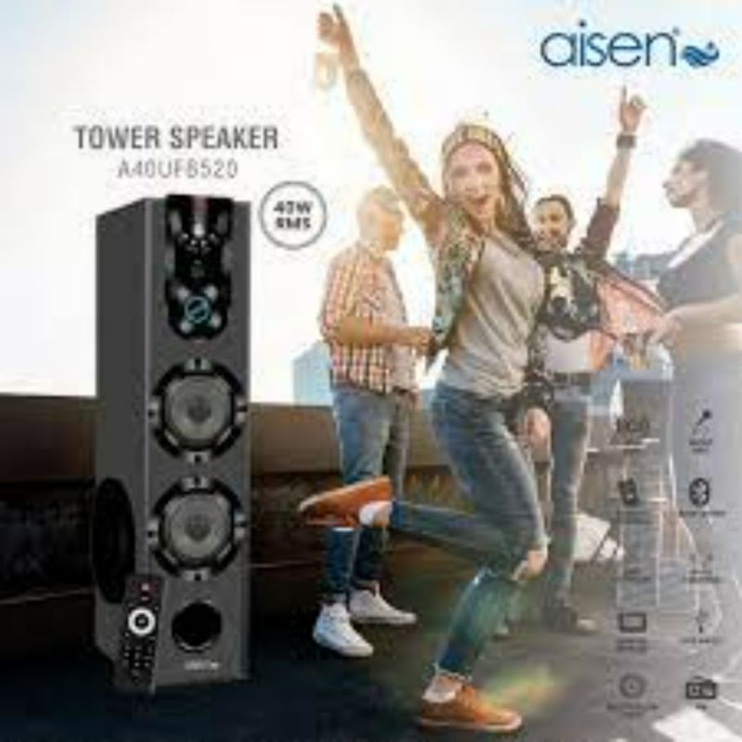AISEN 40W RMS A40UFB520, 2.0 Channel Tower Speaker Bluetooth Home Theatre (Black)