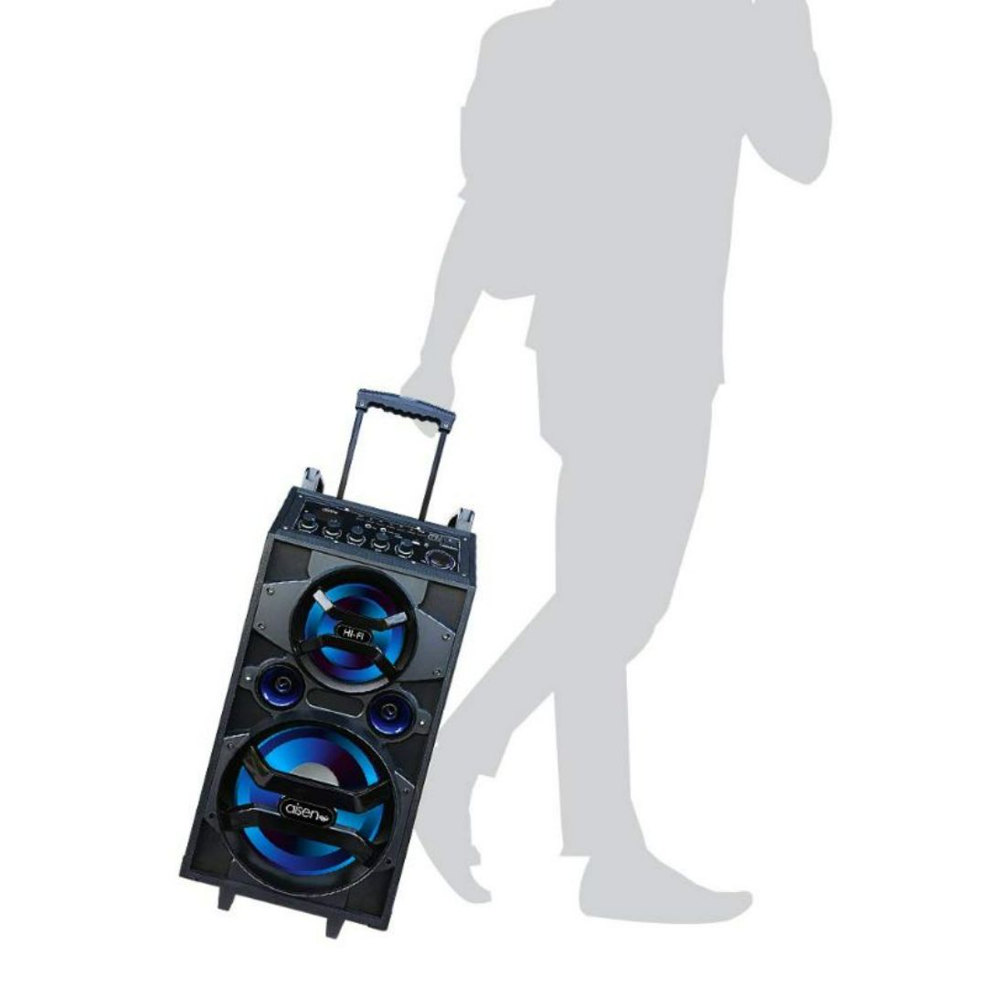 AISEN A12UKB800 120W RMS Walk & Rock Portable with Inbuilt Rechargeable Battery Hi-fi Party Trolley Speaker (Black)