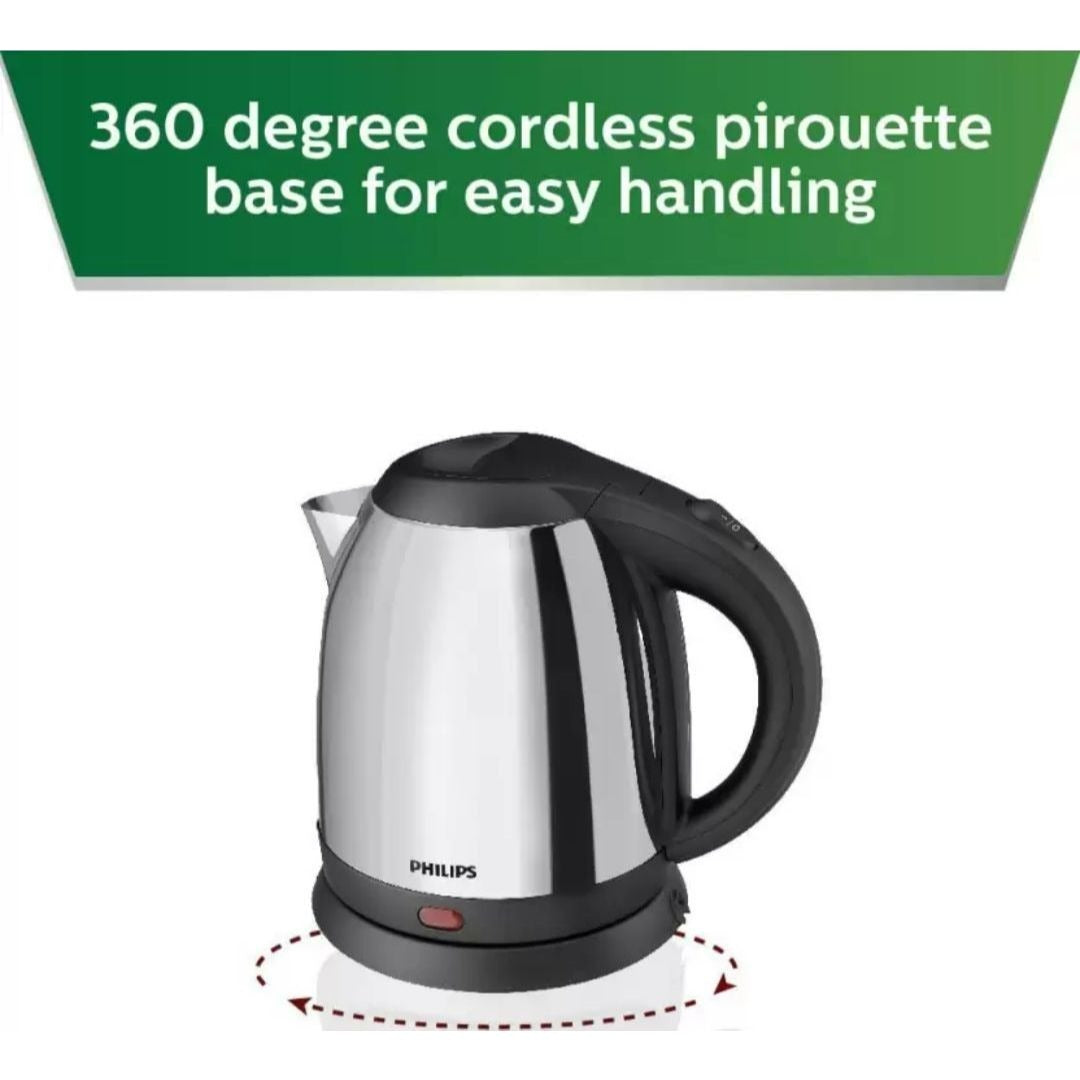 Philips, 1.2 L HD9303/02 Daily Collection Electric Kettle (Non-Detachable Base, Cord Winder, Metallic Silver)