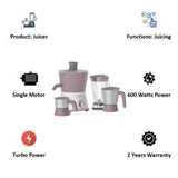Philips 600 W HL7581/00 Viva Collection Turbo Power Motor, Juicer (White & Lilac)