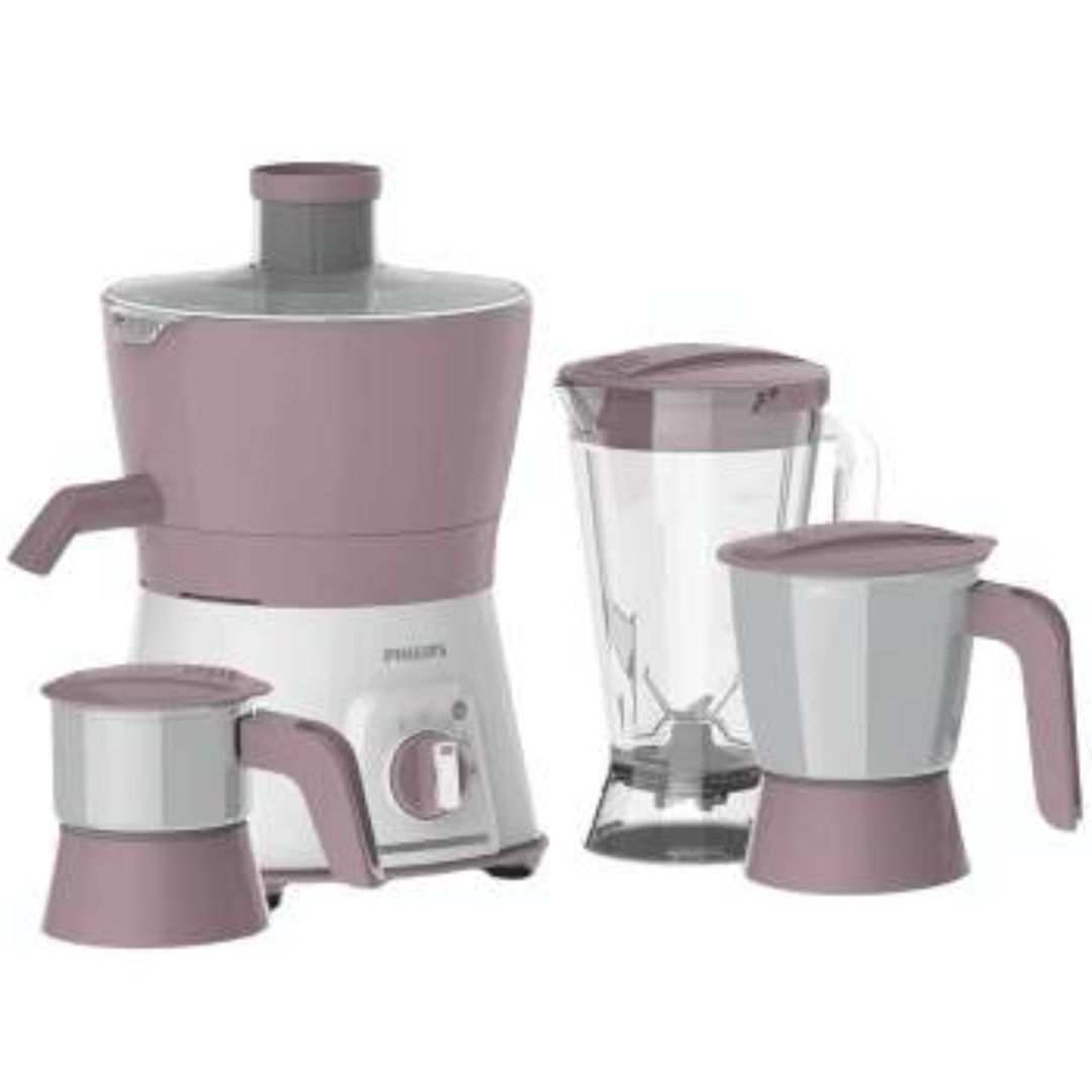 Philips 600 W HL7581/00 Viva Collection Turbo Power Motor, Juicer (White & Lilac)